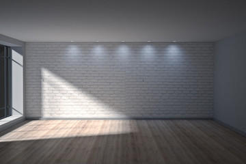 Contemporary interior with blank wall