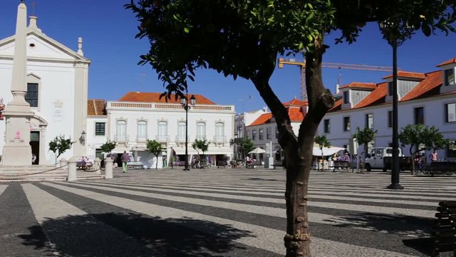 Lively streets of the town Vila Real Santo Antonio. Portugal