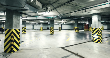 Underground car parking at modern house