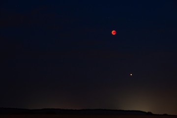Blood Moon and Mars night