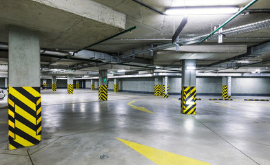 Underground car parking at modern house