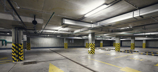 Underground car parking at modern house