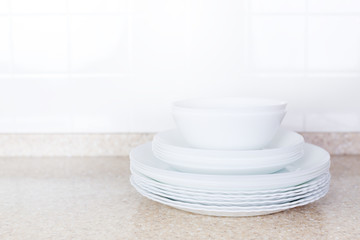 Kitchen white interior with granite countertop