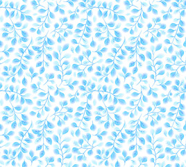 Turquoise leaves vector seamless pattern in watercolor style