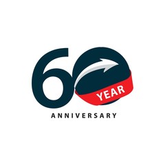 60 Year Anniversary Vector Template Design Illustration