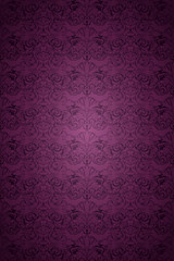 violet, marsala, purple vintage background , royal with classic Baroque pattern, Rococo with darkened edges background(card, invitation, banner). vertical format
