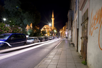 Streets of Mostar in Bosnia Herzegovina at night 