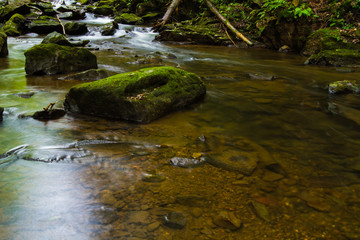 Long Exposure Waterfall Photography, Fresh Mountain Stream Moving Water