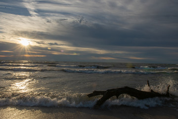 Sunrise at Bradford Beach on Lake Michigan in Milwaukee, Wisconsin