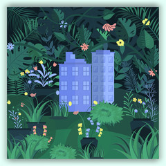 Lovely tropical background with flat design .