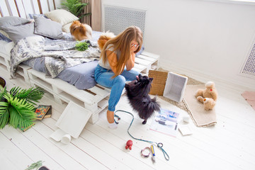 dogs in the middle of mess they created at home