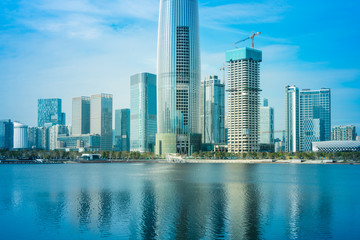 Fototapeta na wymiar modern city waterfront downtown skyline,China.