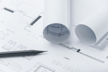 black pencil on architectural drawing paper and rolls for construction
