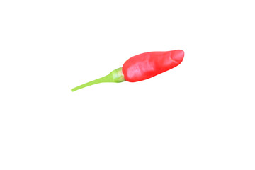 Fresh red bird's eye chilli or Thai pepper isolated on white background