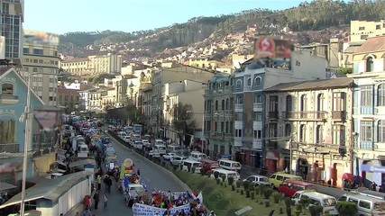 Congregation of People Marching in La Paz, Bolivia.  