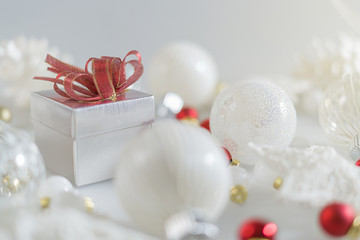 Gift box and Christmas decoration.