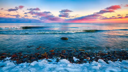 Sunset Clouds over horizon of Lake Superior
