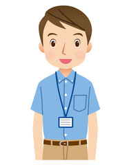 若い男性　スタッフ　表情