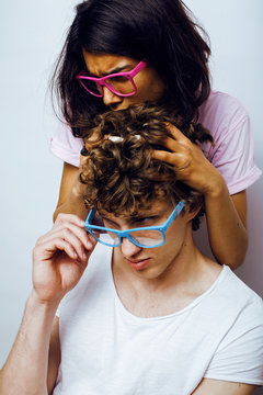 lifestyle and people concept. young multinational couple togethe