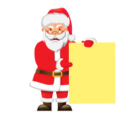 Santa Claus holding banner