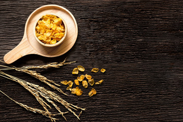 Still Life. The muesli for breakfast in the morning, loss weight and diet slimming for women, old wood background. Diet and Healthy Concept