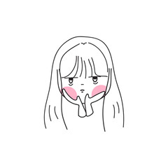 hand drawing cartoon character girl expression