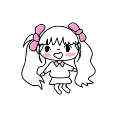 hand drawing cartoon character girl expression