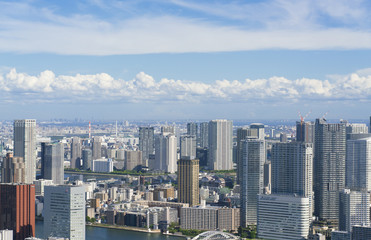 東京風景・湾岸エリアのタワーマンション群　勝どき　豊洲方面