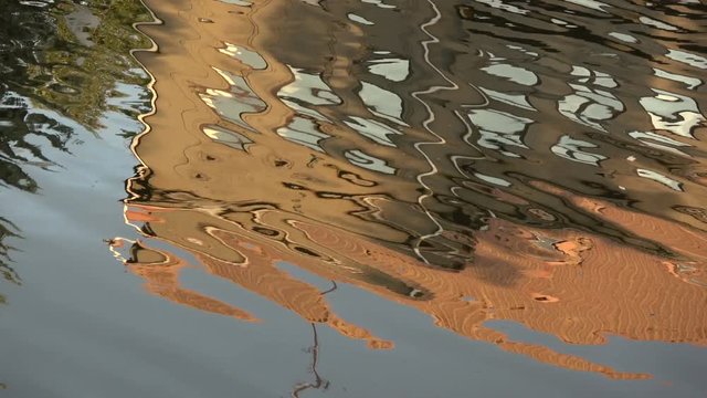 abstract  architecture reflections waving on river water