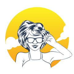 Woman with glasses illustration vector