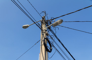 Illegal electricity connection, power stealing. Street lighting