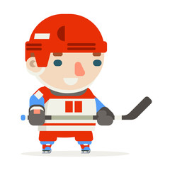 Hockey player stick cartoon flat design vector illustration