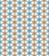 Seamless pattern from flowers. Flowers consist of 6 pointed petals. Delicate, light shades. Background