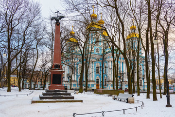 Obraz premium St. Nicholas Naval Cathedral in winter. Saint Petersburg, Russia