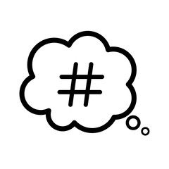 Hashtag logo in thought bubble icon. Dream bubble symbol icon vector