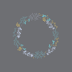 Hand drawn card with decorative christmas wreath. Design for poster, card, invitation, placard, brochure, flyer.