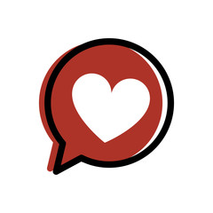Red heart in a speech bubble. Valentine heart simbol vector