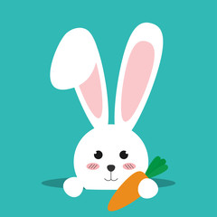 Happy Easter bunny on green background vector
