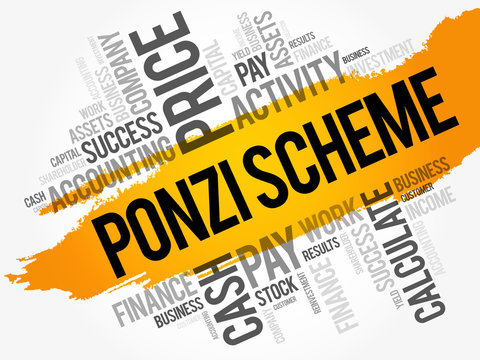 Ponzi scheme word cloud collage, business concept background