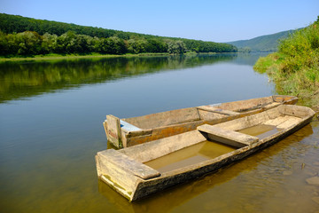 Fototapeta na wymiar wooden boats on the river