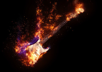 Flame electric guitar