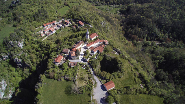 The Skocjan Caves / Skocjanske jame / Grotte di Skocjan is the largest cave in Europe on UNESCO list. The enterance is a huge collapse sinhole / doline below the church of St. Canzian (Kancijan) 