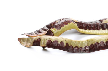 Fototapeta premium Acacia seeds, black locust, robinia pseudoacacia (whte acacia) isolated on white background