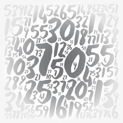 Numbers text cloud collage, concept background
