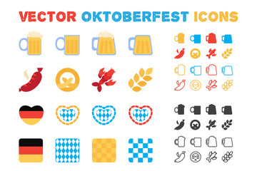 Stylish vector Oktoberfest and beer icons set