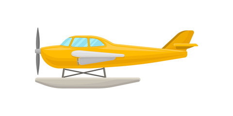 Yellow small plane, light aircraft vector Illustration on a white background