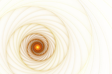 Fractal golden spiral on a white background in perspective