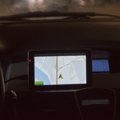 View from inside the car with Navigator