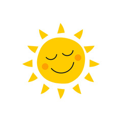 Cute happy sun face icon vector