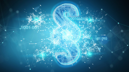 Digital paragraph law symbol background 3D rendering